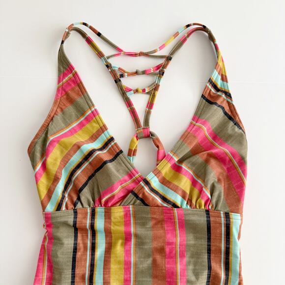 [Prana] Multi-Color Fergusen Cacti Soleil Stripe One-Piece Swimsuit Sz Medium M - Picture 6 of 14